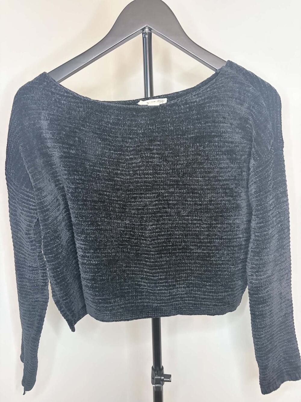 Garage Black Chenille Boat Neck Sweater – XS